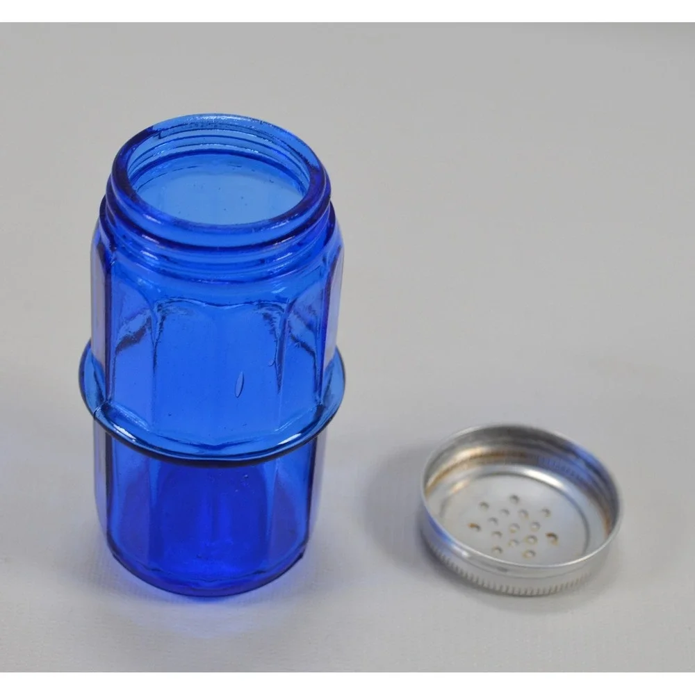 Vintage Cobalt Blue Hoosier Mission Style Ribbed Spice Shaker‎ Rack Jar